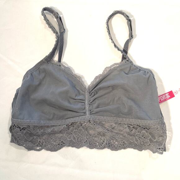Two Victoria's Secret PINK Lace Bralettes Gray and Purple Size Medium - Picture 3 of 16